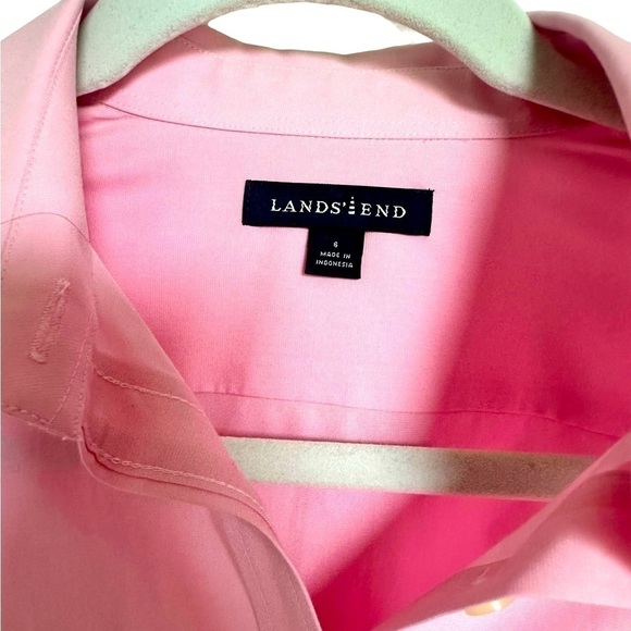 Lands' End Womens Light Pink Solid Color Shirt in Size 6 Cotton Blend Office - Picture 3 of 4
